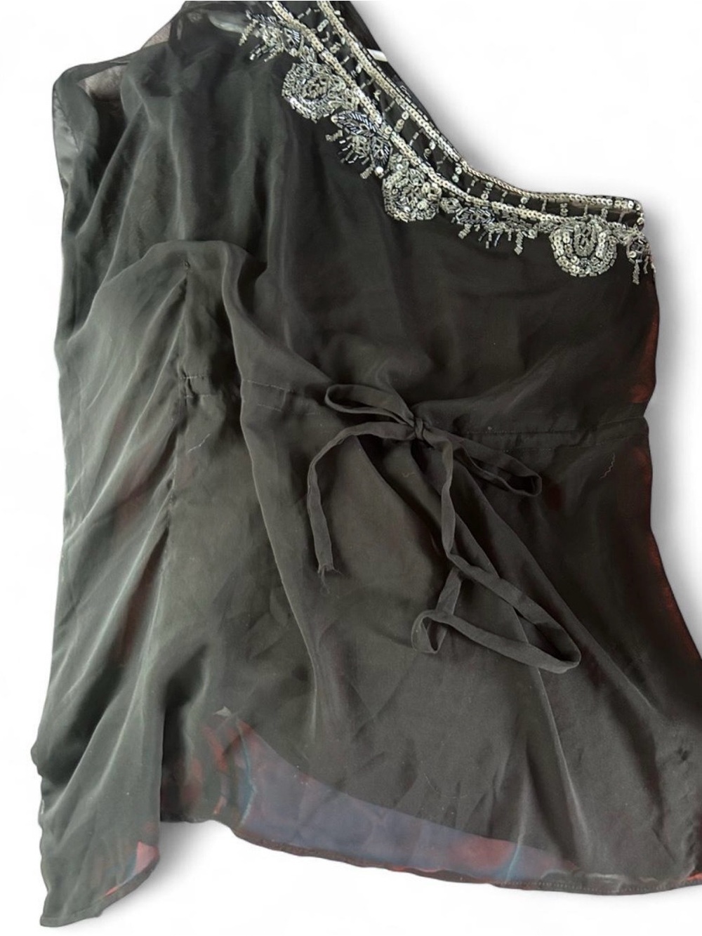 Unique 1 Shoulder Forever 21 black sheer blouse